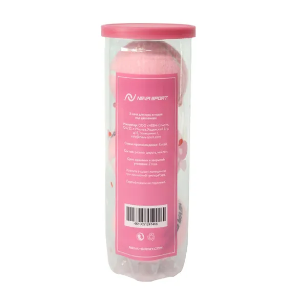 Мяч для падела NS Sakura, UAA2, уп.3 шт, сукно, нат.резина, розовый за 824.50 ₽ в Хабаровске