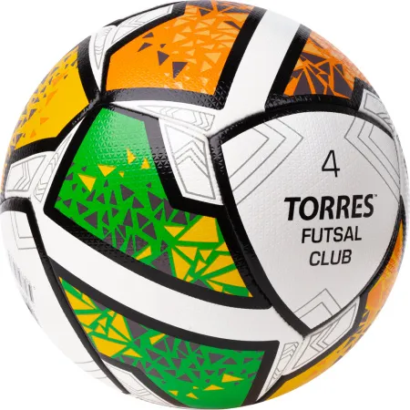Мяч футзал. TORRES Futsal Club, FS323764, р.4, 10 пан. ПУ, 4 под. сл, гибрид. сш. бело-зел-оранж за 2&nbsp;264.40 ₽ купить в Хабаровске