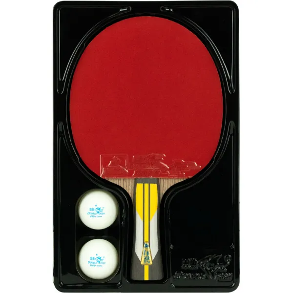 Ракетка для н/т DOUBLE FISH 6A+C, для подвин.,ITTF Appr.,накл. 2,1 мм, конич. ручка+ 2 мяча V40+мм за 3&nbsp;442.50 ₽ в Хабаровске