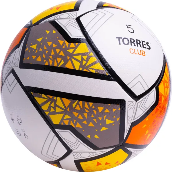Мяч футб. TORRES Club, F323965, р.5, 10 пан., ПУ, гибрид. сшив, бел-оранж-желт за 2&nbsp;225.30 ₽ в Хабаровске